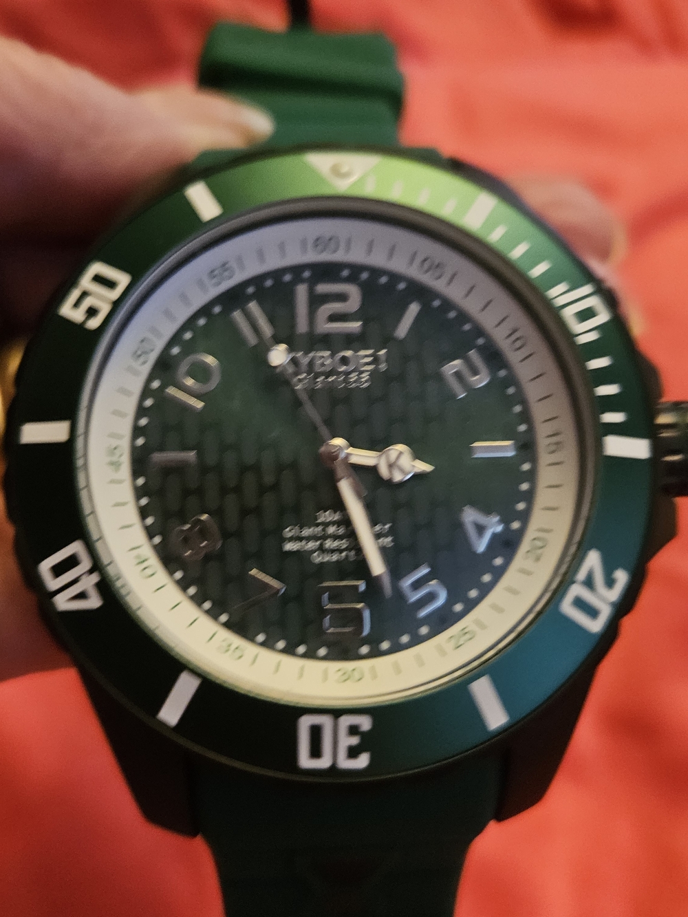 KYBOE 55 MM FOREST GREEN GIANT WATCH. NEW